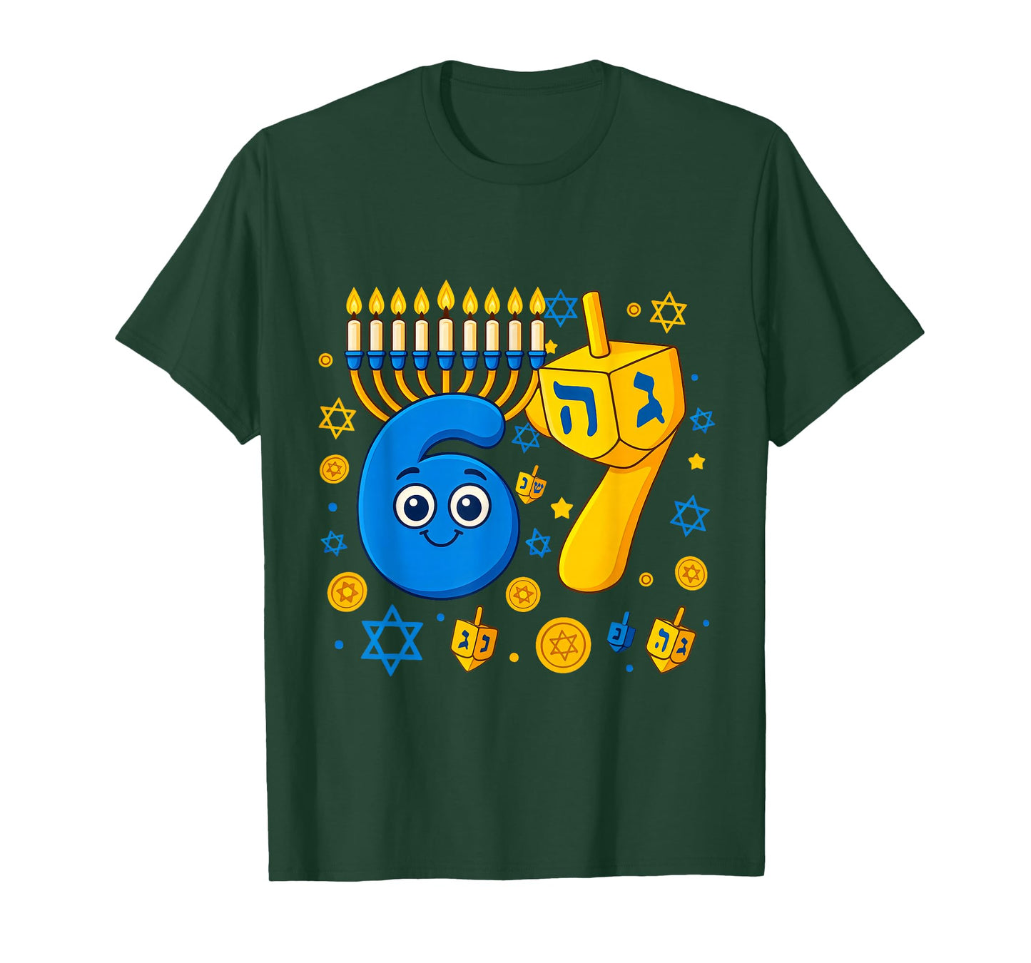 67 Hanukkah Funny Jewish Chanukah 67 Menorah Dreidel Meme T-Shirt