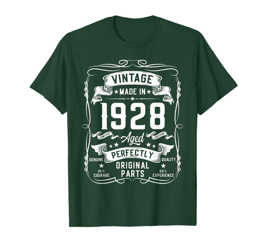 Vintage 1928 98yr 98th Birthday Gifts for Men 98 Years Old T-Shirt