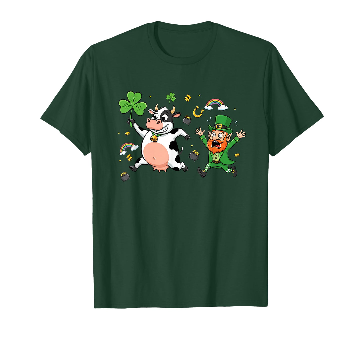 Funny Cow Clover St Patricks Day Womens Mens Kids T-Shirt