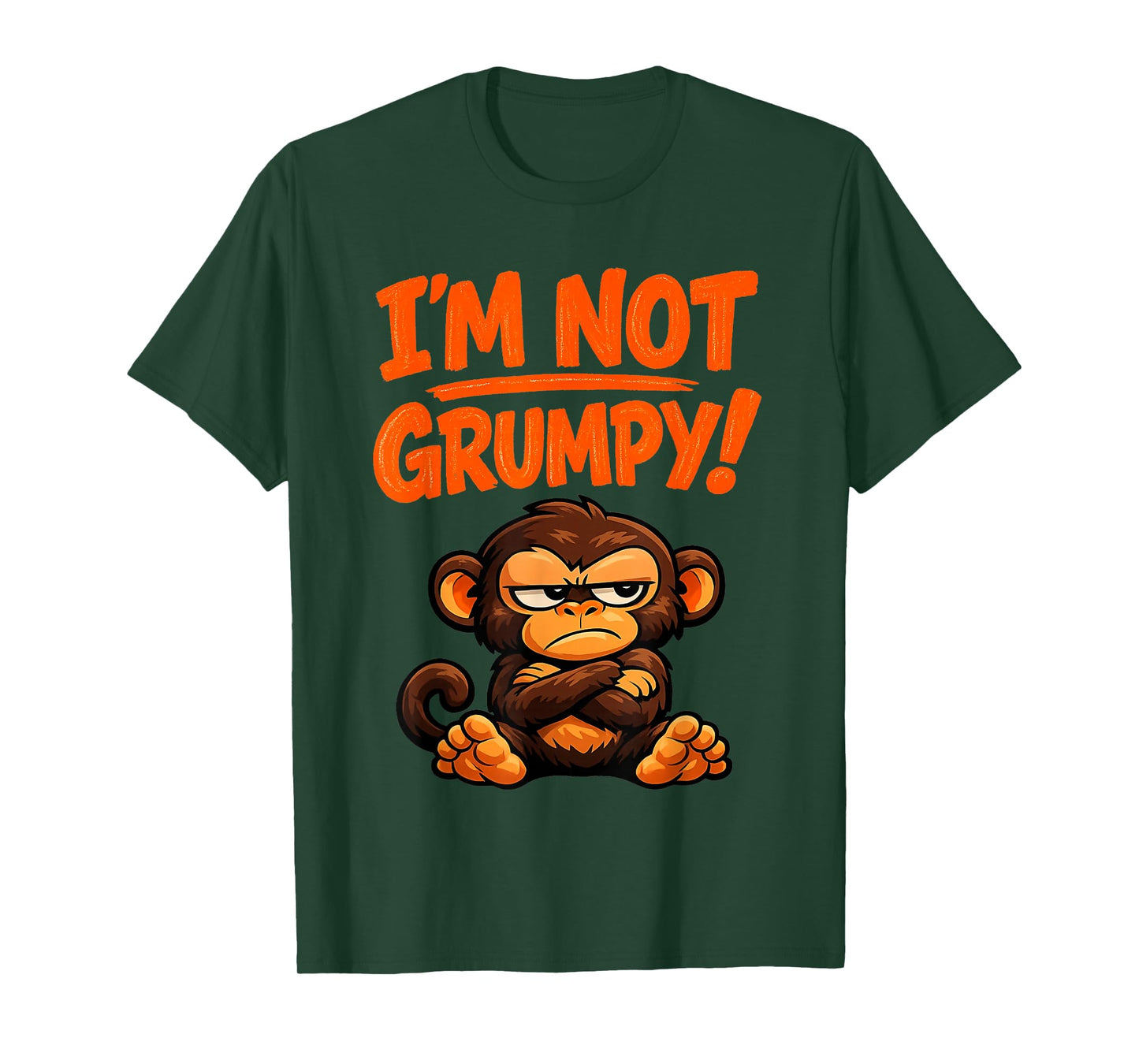 I’m Not Grumpy Funny Angry Monkey Cartoon T-Shirt