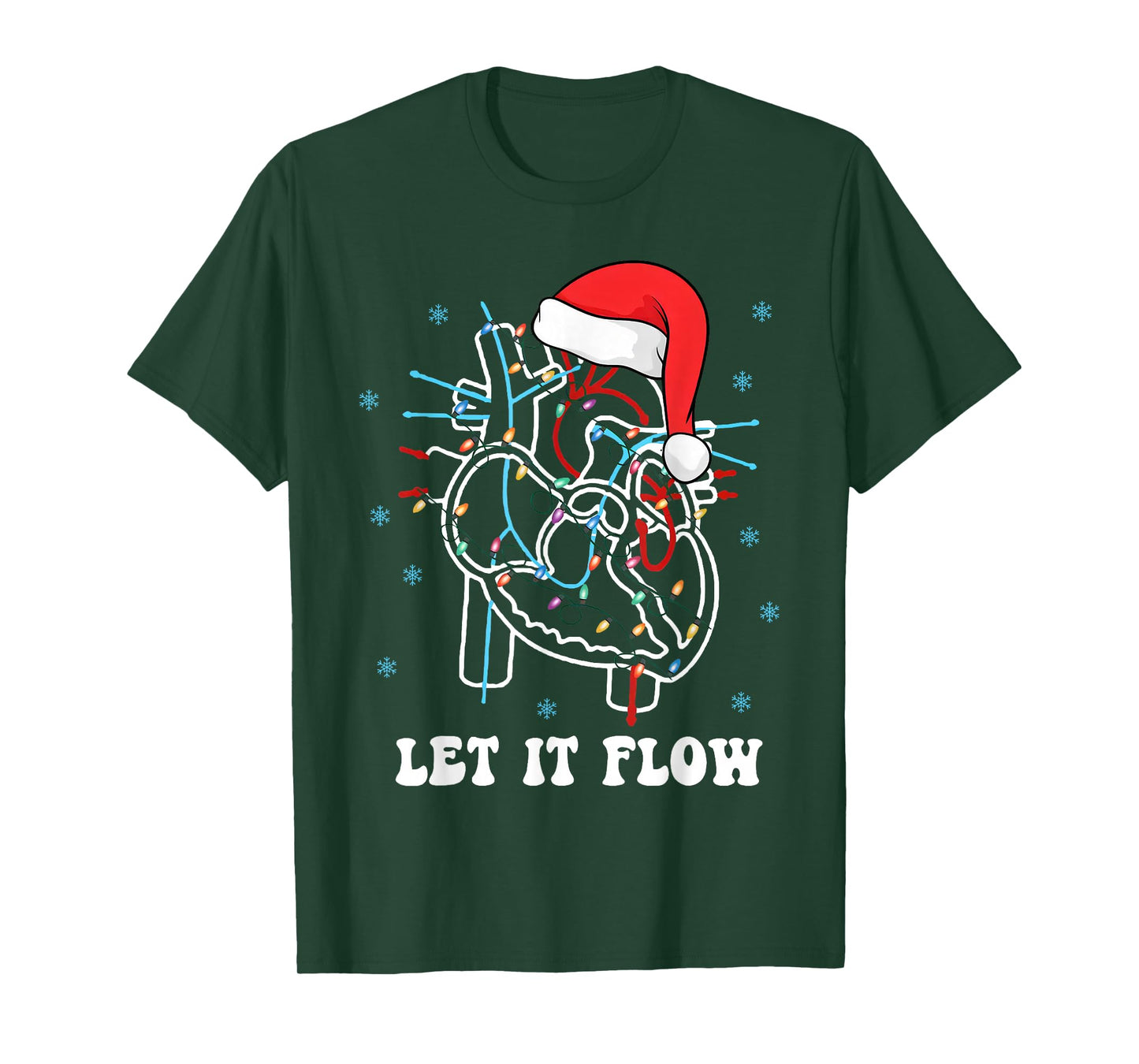 Let It Flow Anatomy Heart Cardiac Nurse Santa Hat Christmas T-Shirt