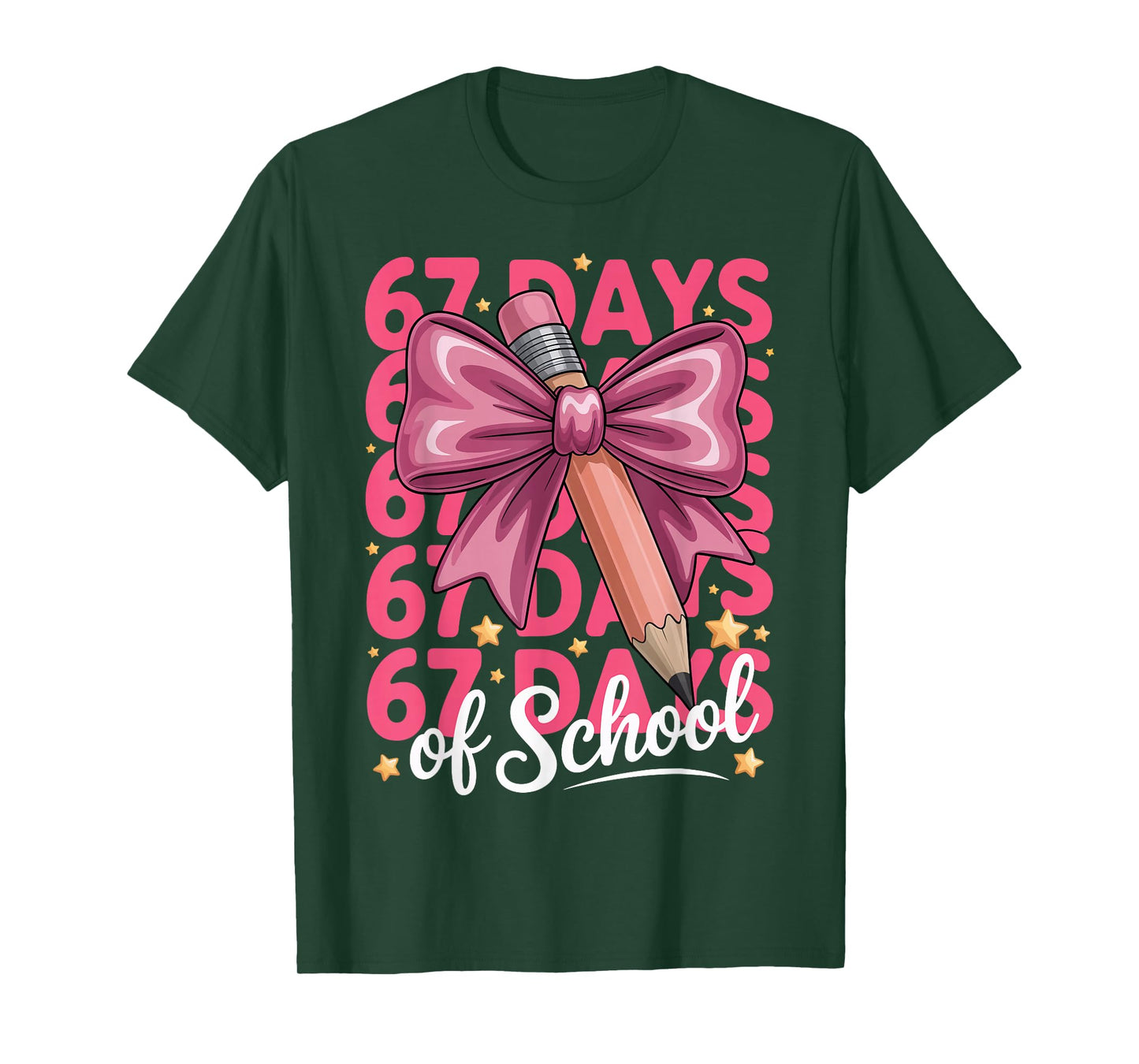 6 7 Days of School Girls Coquette Bow Cute Funny Six Seven T-Shirt