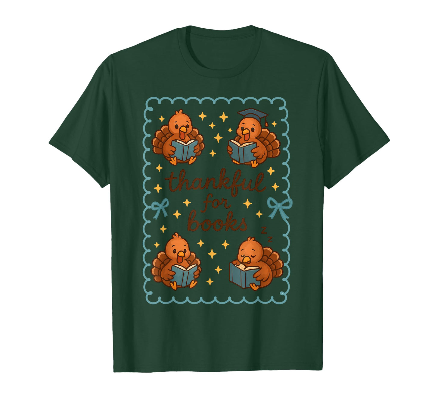 Thankful for Books Turkey Reading Book Lovers Fall Teacher T-Shirt
