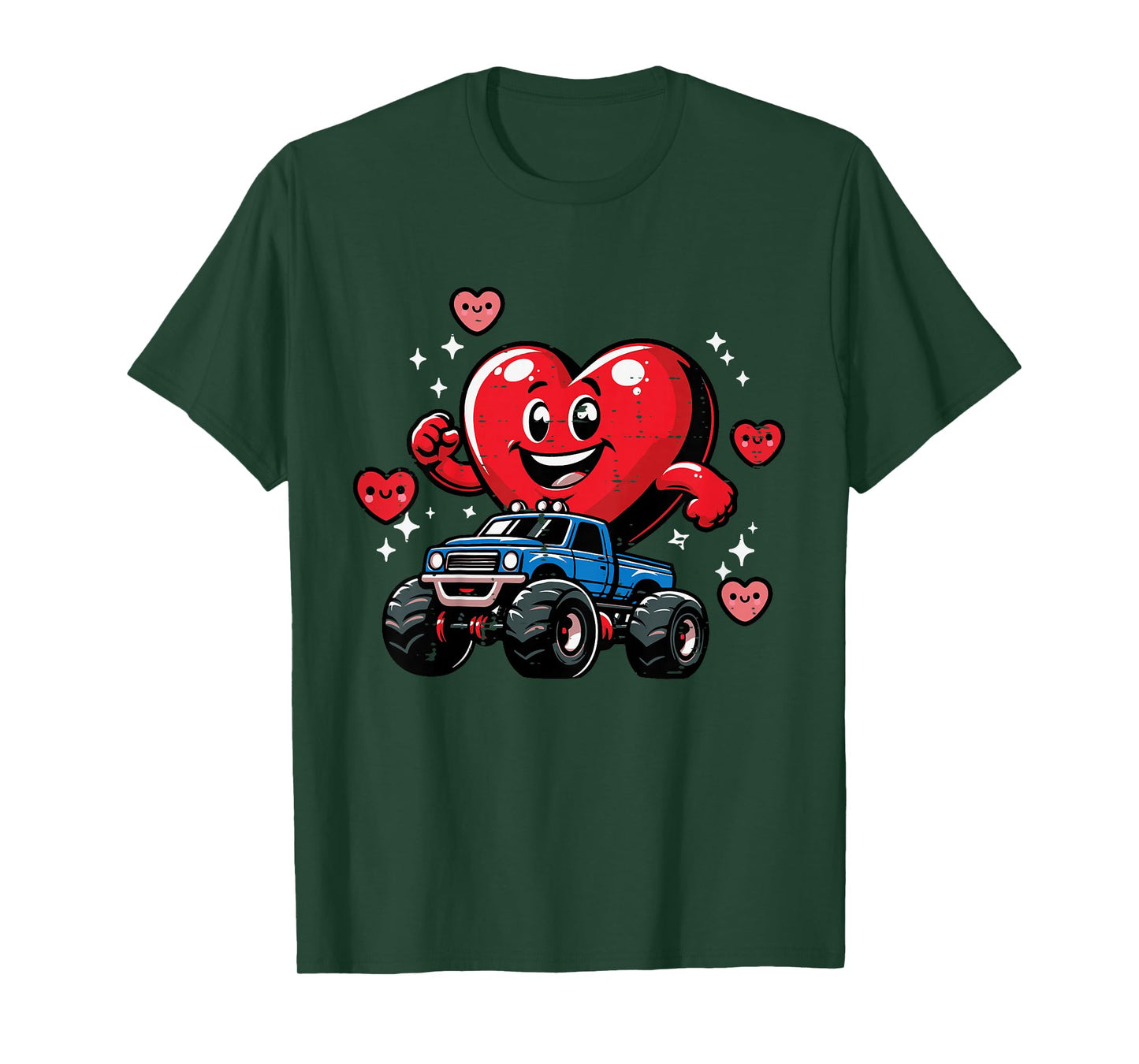 Kids Valentines Day Heart On Monster Truck Cute Toddler Boys Kids T-Shirt