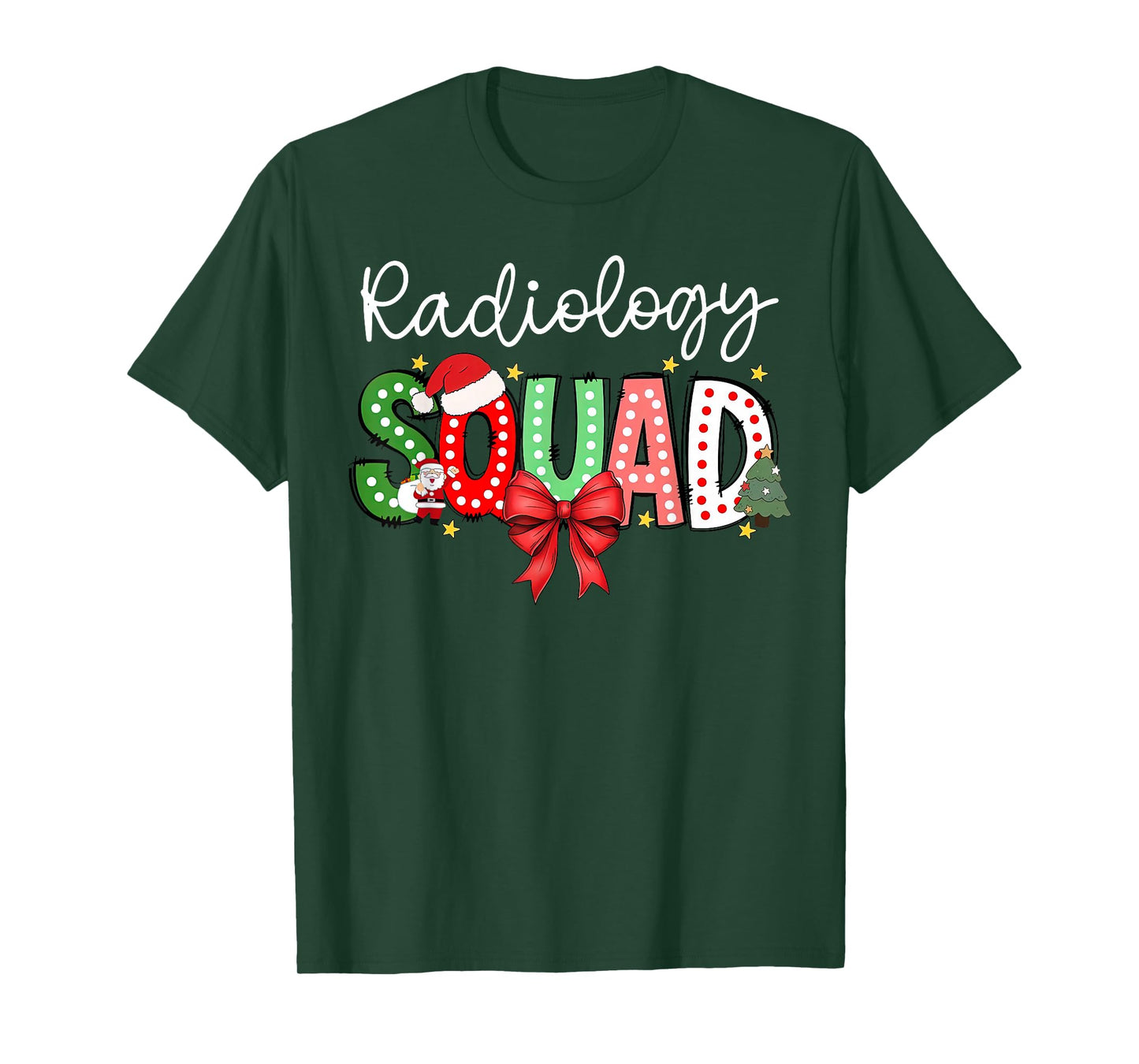 Radiology Squad Santa Christmas Coquette Bow X-ray Rad Tech T-Shirt