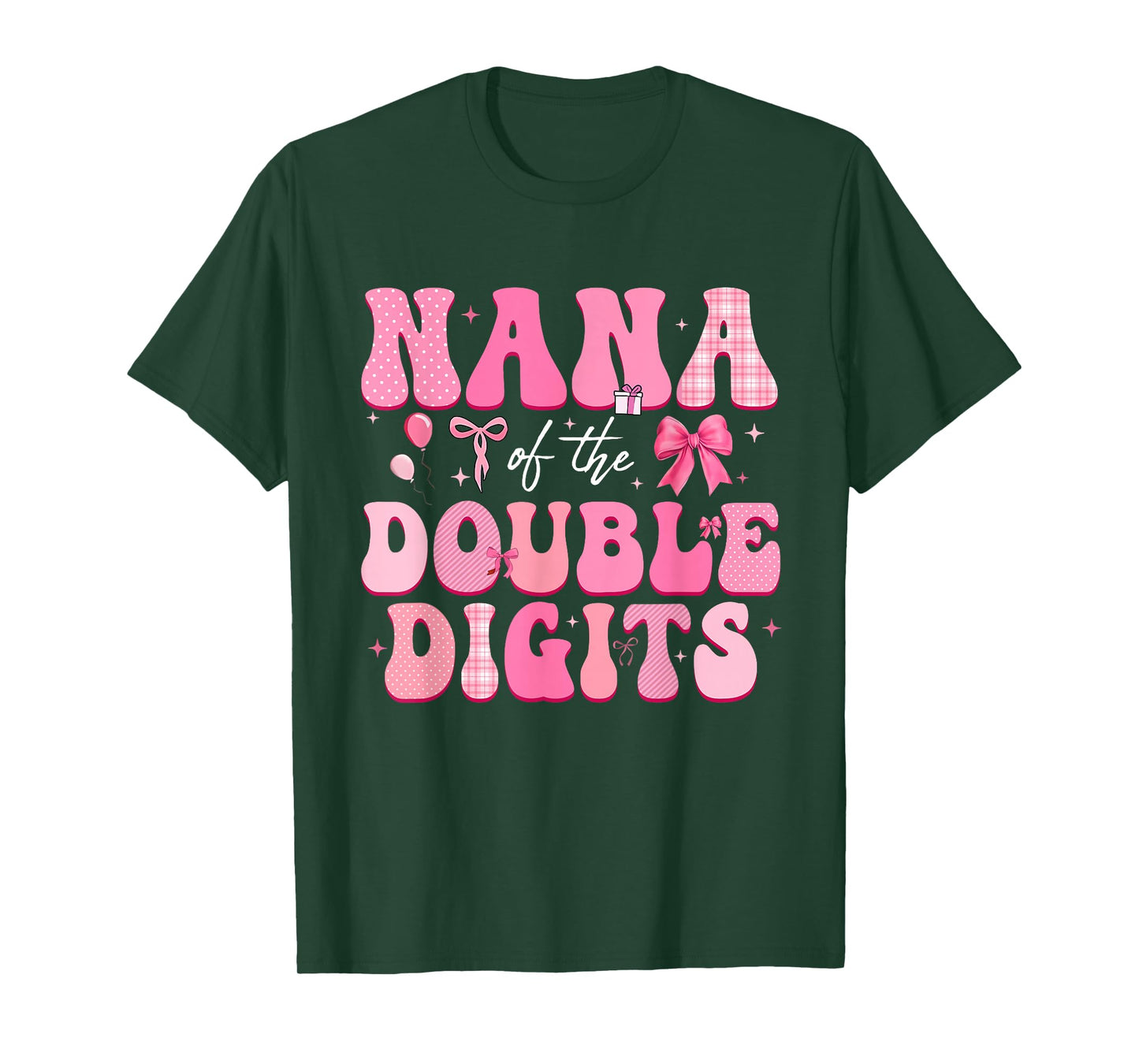 Nana of The Double Digits Cute Bow 10th Birthday Girl T-Shirt