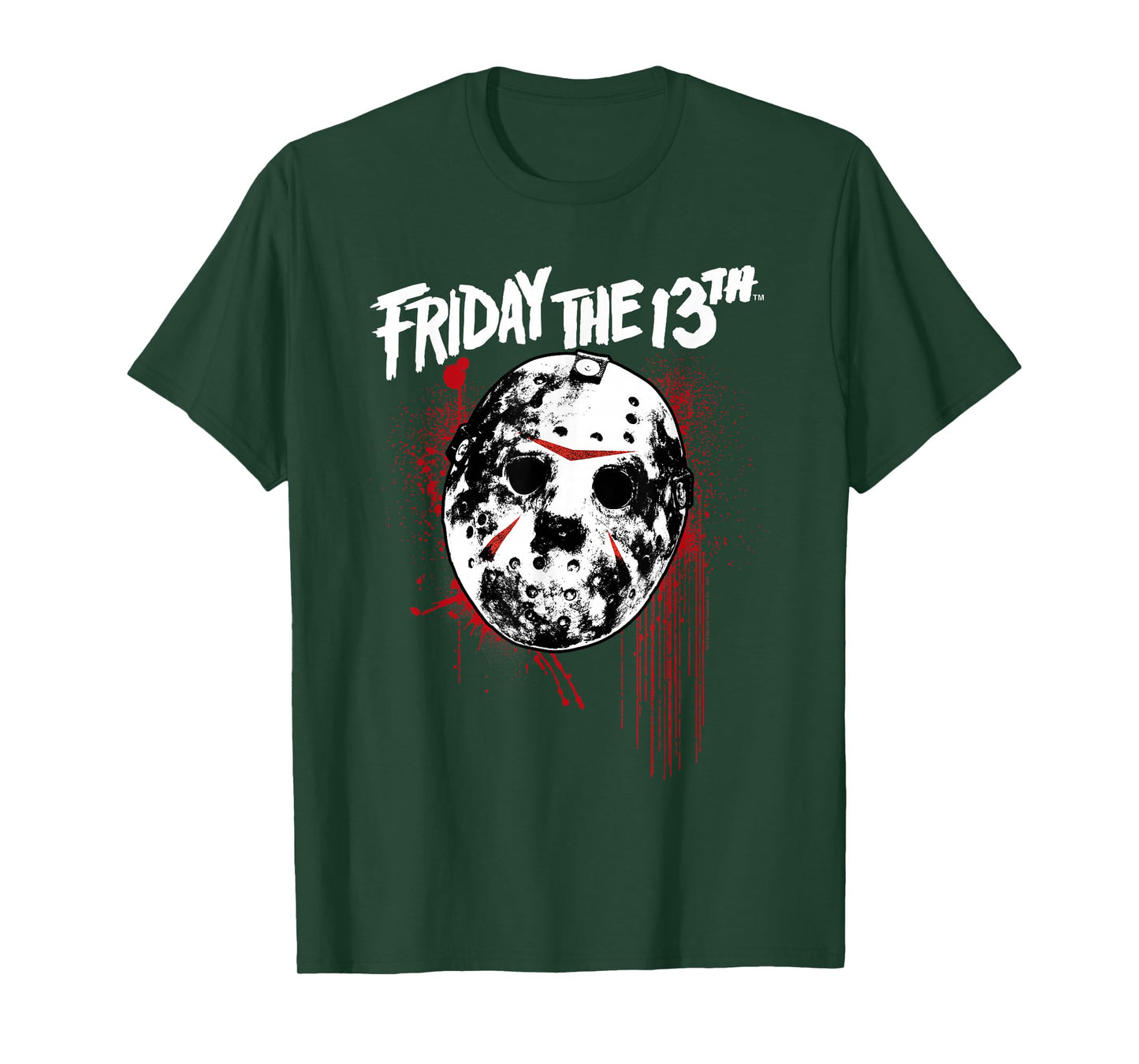 Friday The 13th Jason Mask with Blood Splatter Horror Movie T-Shirt