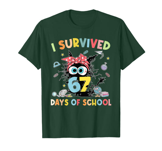 I Survived 67 Days of School Funny 67 Teachers Students Meme T-Shirt