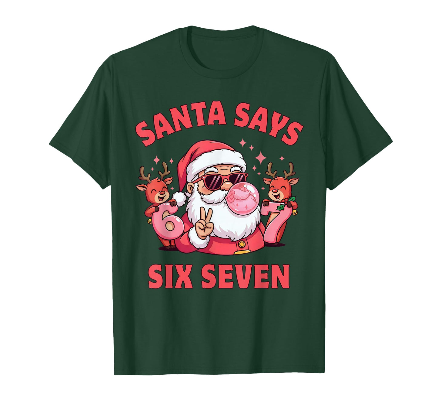Santa Says 67 Funny Six Seven Xmas Meme Kids 6 7 Christmas T-Shirt