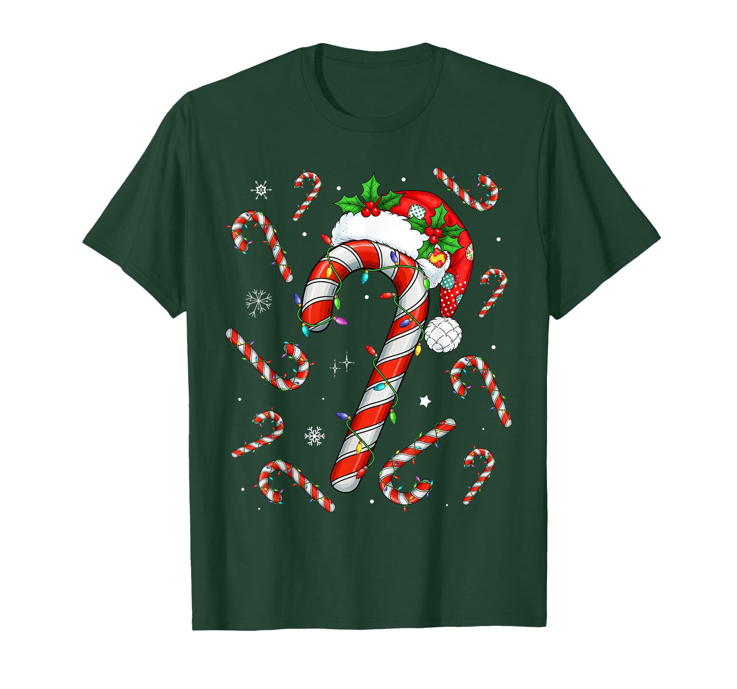Christmas Candy Cane Santa Xmas Kids Toddler Youth Women Men T-Shirt