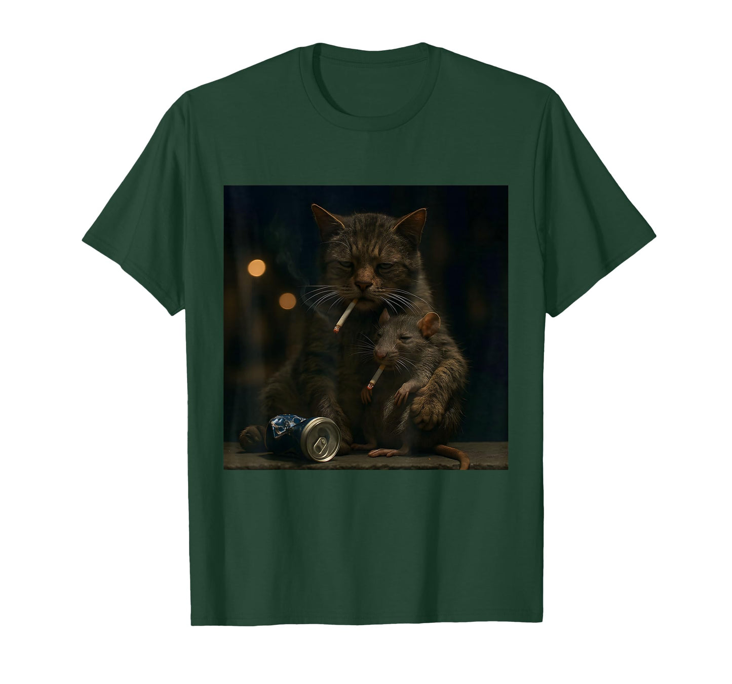 Cat Smoking with Rat Funny Meme Cat T-Shirt