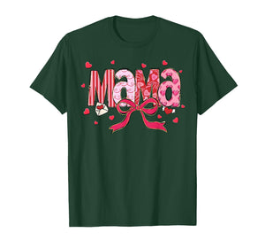 Valentine Mama Coquette Pink Bow Floral Mom Women Girl T-Shirt