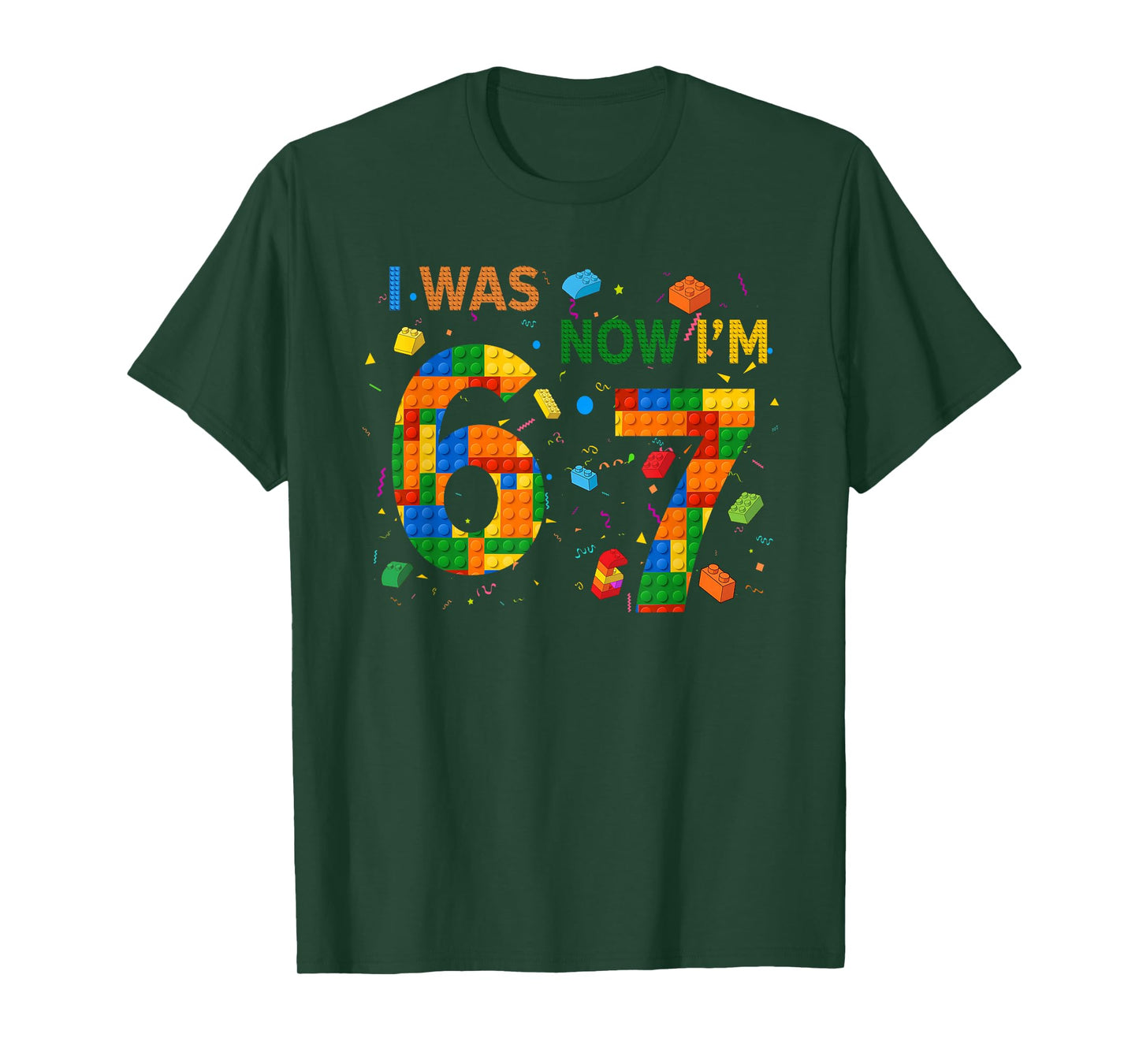 I was 6 Now I'm 7 Building Block Funny Gift for Kids Boy T-Shirt
