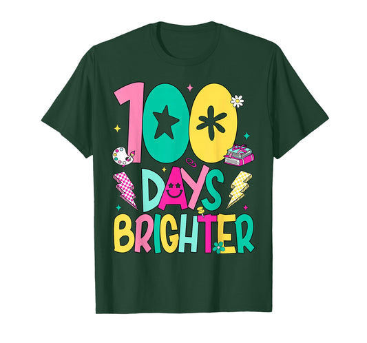 Preppy 100 Days Brighter Happy 100th Day of School Boy Girl T-Shirt