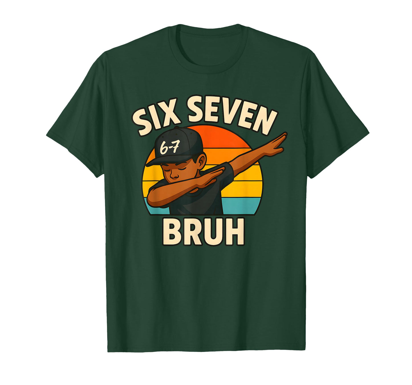 67 Bruh Dabbing Black Boy Funny Six Seven Meme Kids 6-7 T-Shirt