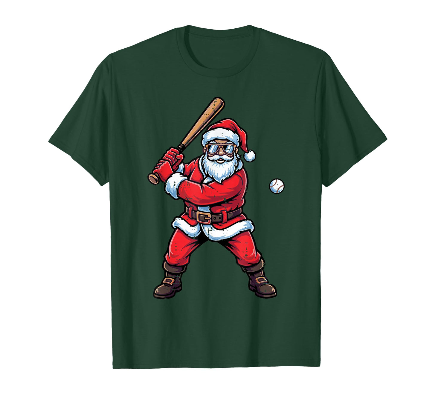 Christmas Santa Baseball Batter Xmas Sports Men Boys Kids T-Shirt