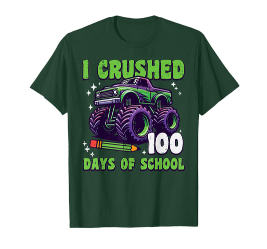 I Crushed 100 Days of School Truck 100th Day Boys Kids T-Shirt