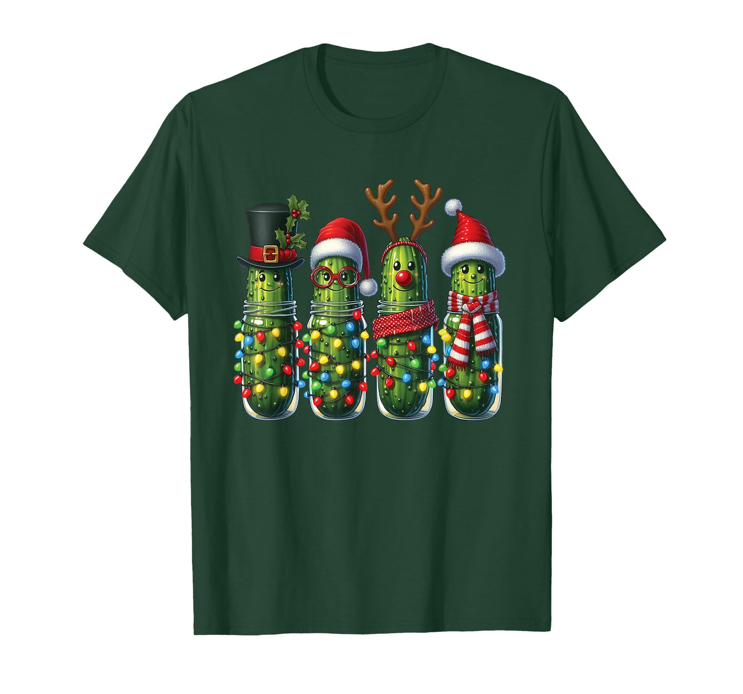 Funny Christmas Pickle Lights Cactus Family Holiday Humor T-Shirt