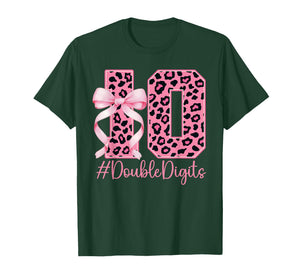 10th Birthday Girl Pink Leopard Coquette Bow 10 Year Old T-Shirt