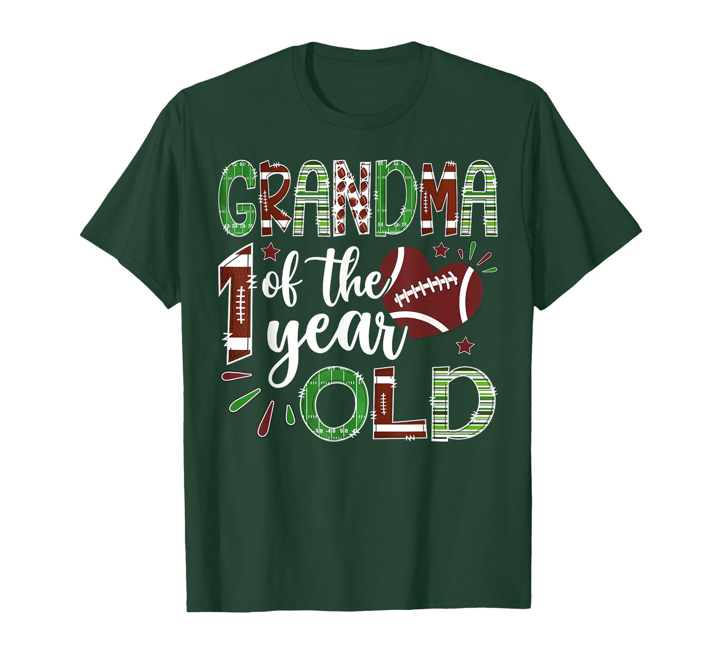 Grandma of The 1 Year Old Football First Birthday Boy T-Shirt