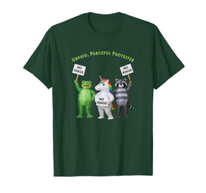 No Kings Unpaid Peaceful Protester Frog and Unicorn T-Shirt