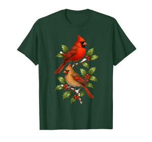 Cardinal Birds on Holly Branches T-Shirt