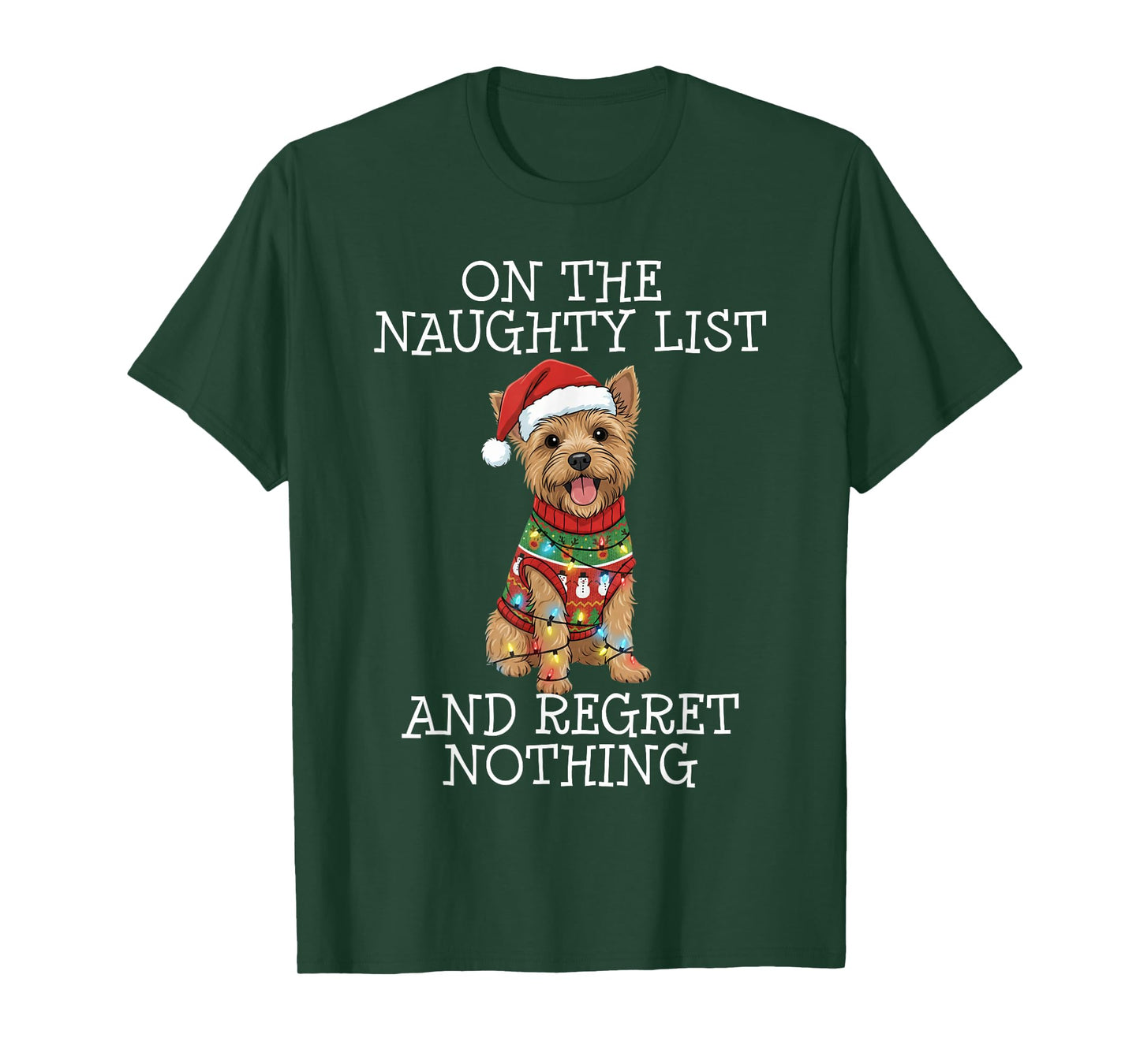 Funny Christmas Cairn Terrier Naughty List T-Shirt