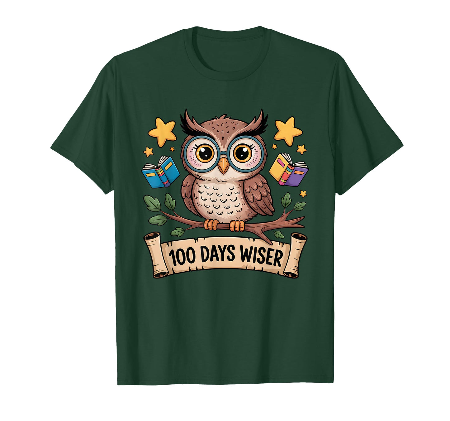 Cute Owl 100 Days Wiser Teacher Student Celebration T-Shirt
