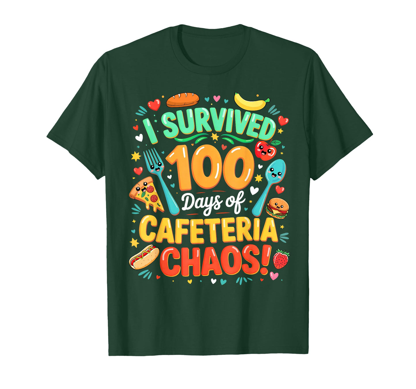 I Survived 100 Days of School Cafeteria Chaos Lunch Lady T-Shirt