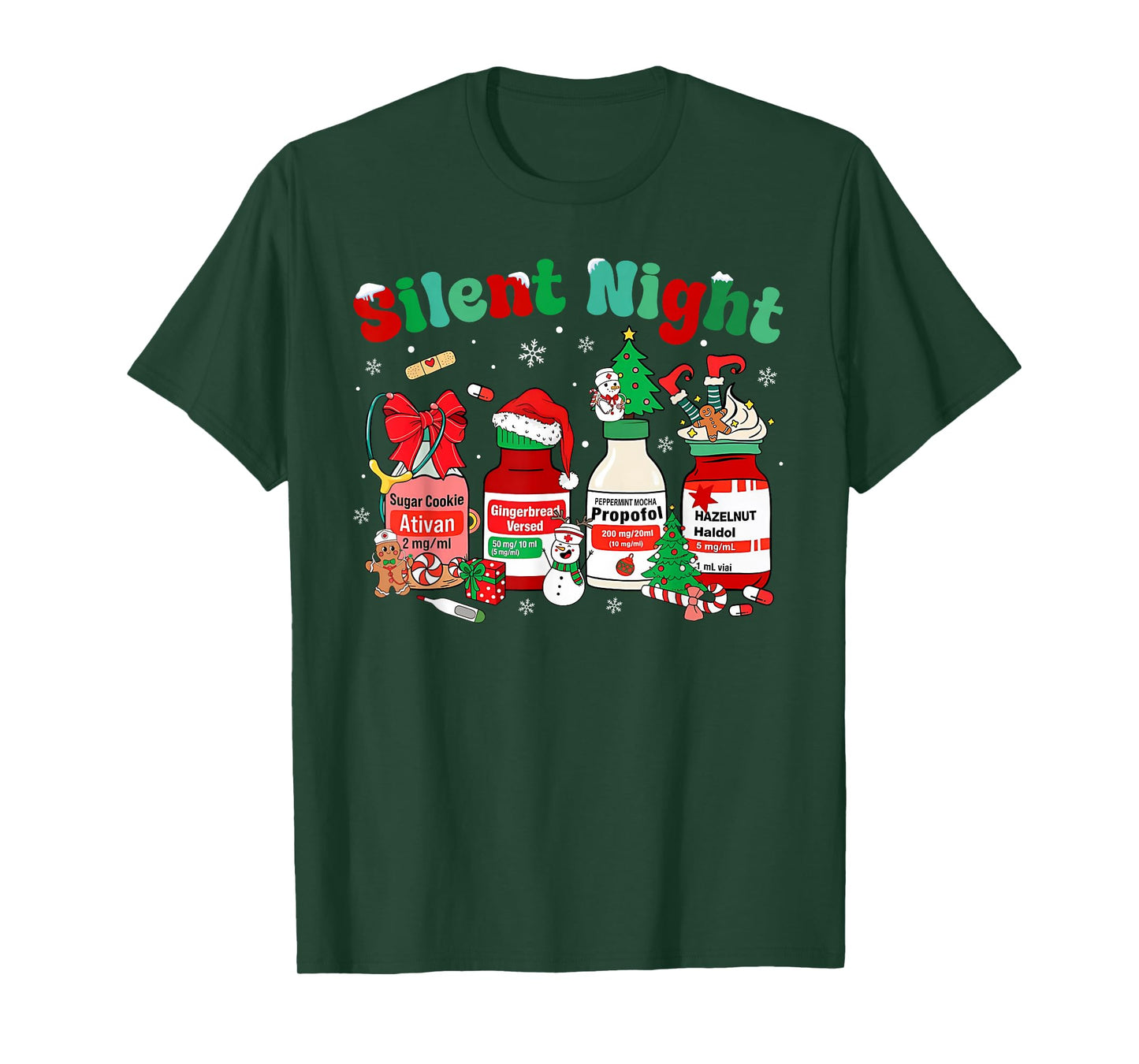 Retro Propofol Silent Night ICU Nurses Funny Merry Christmas T-Shirt