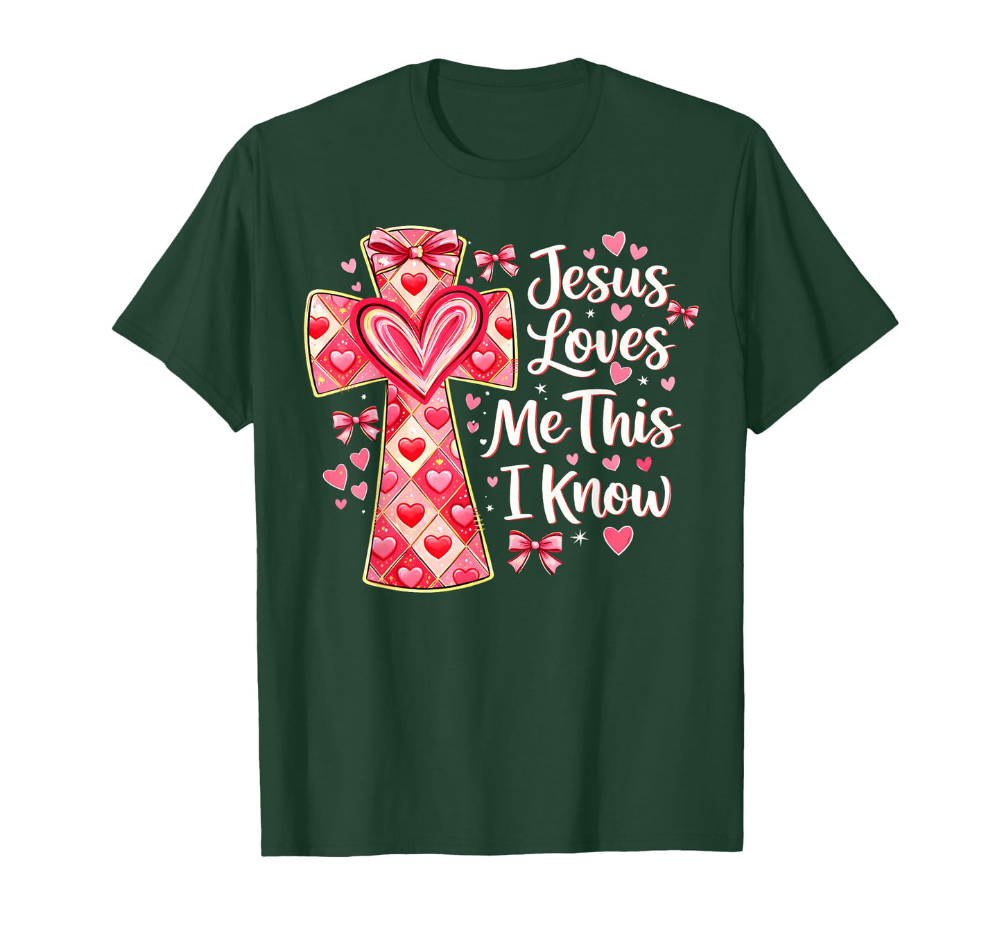 Christian Valentine Jesus Loves Me This I Know Cross Heart T-Shirt