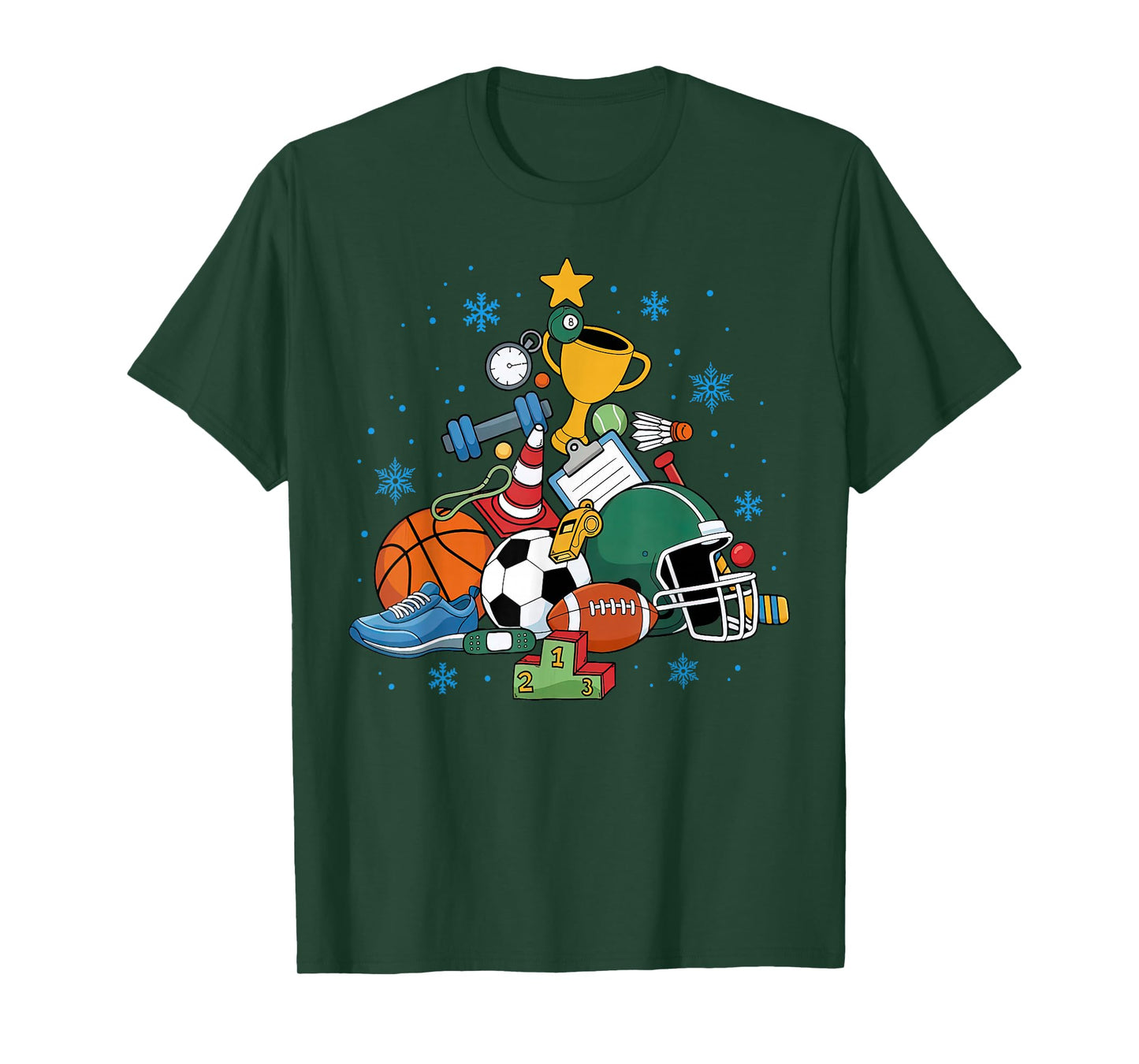 PE Teacher Christmas Tree Physical Education Instructor Xmas T-Shirt