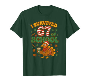 I Survived 67 Days of School Funny Christmas Turkey School T-Shirt