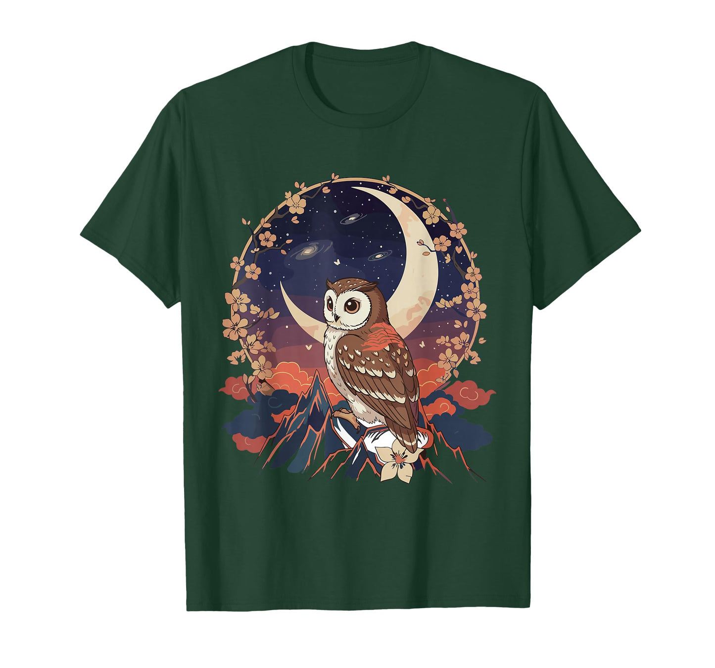 Kawaii Owl Moon Japanese Anime T Shirts Men Women Kids T-Shirt