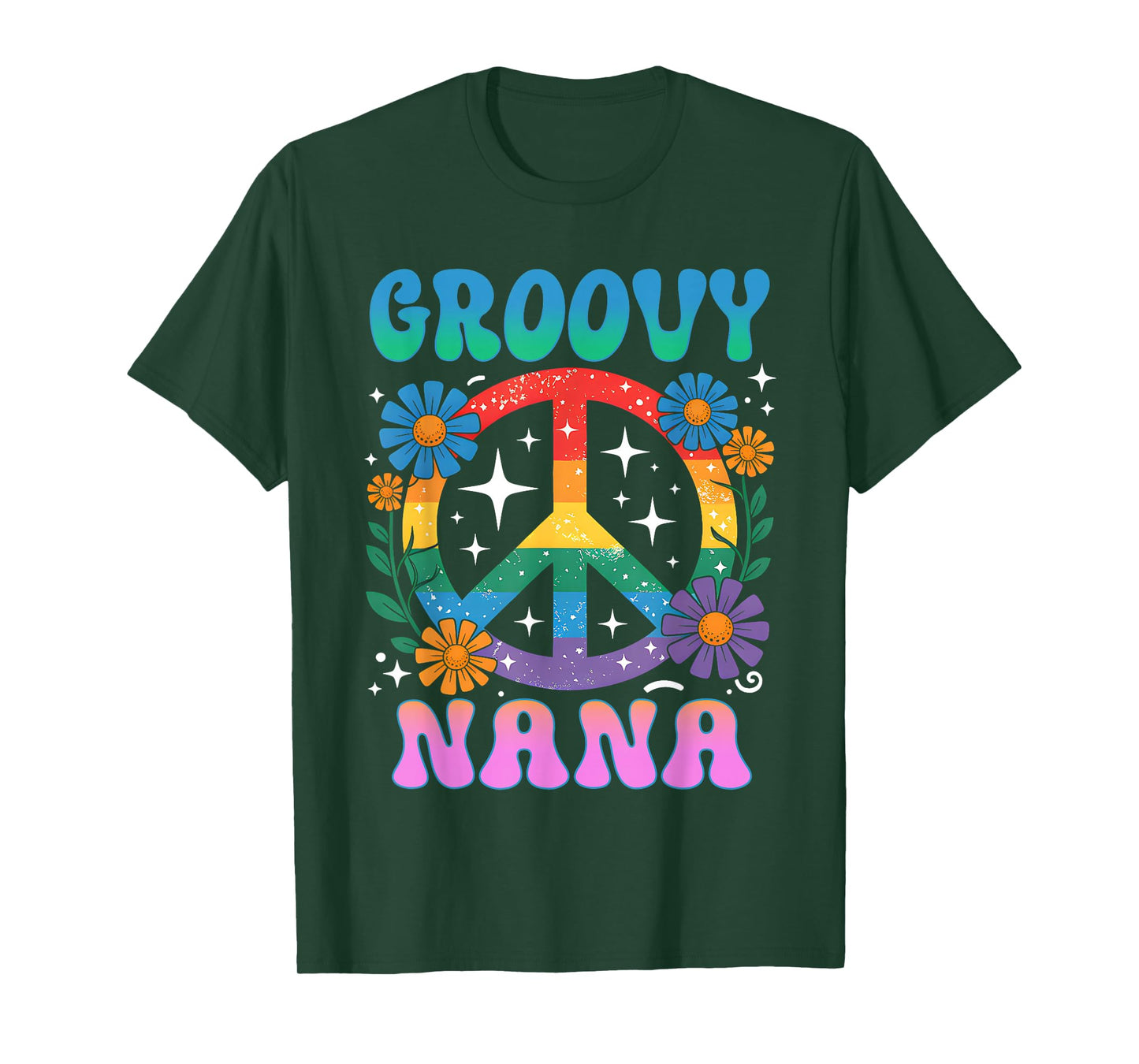 Groovy Nana Floral Hippie Funny Mother's Day Mom Women T-Shirt