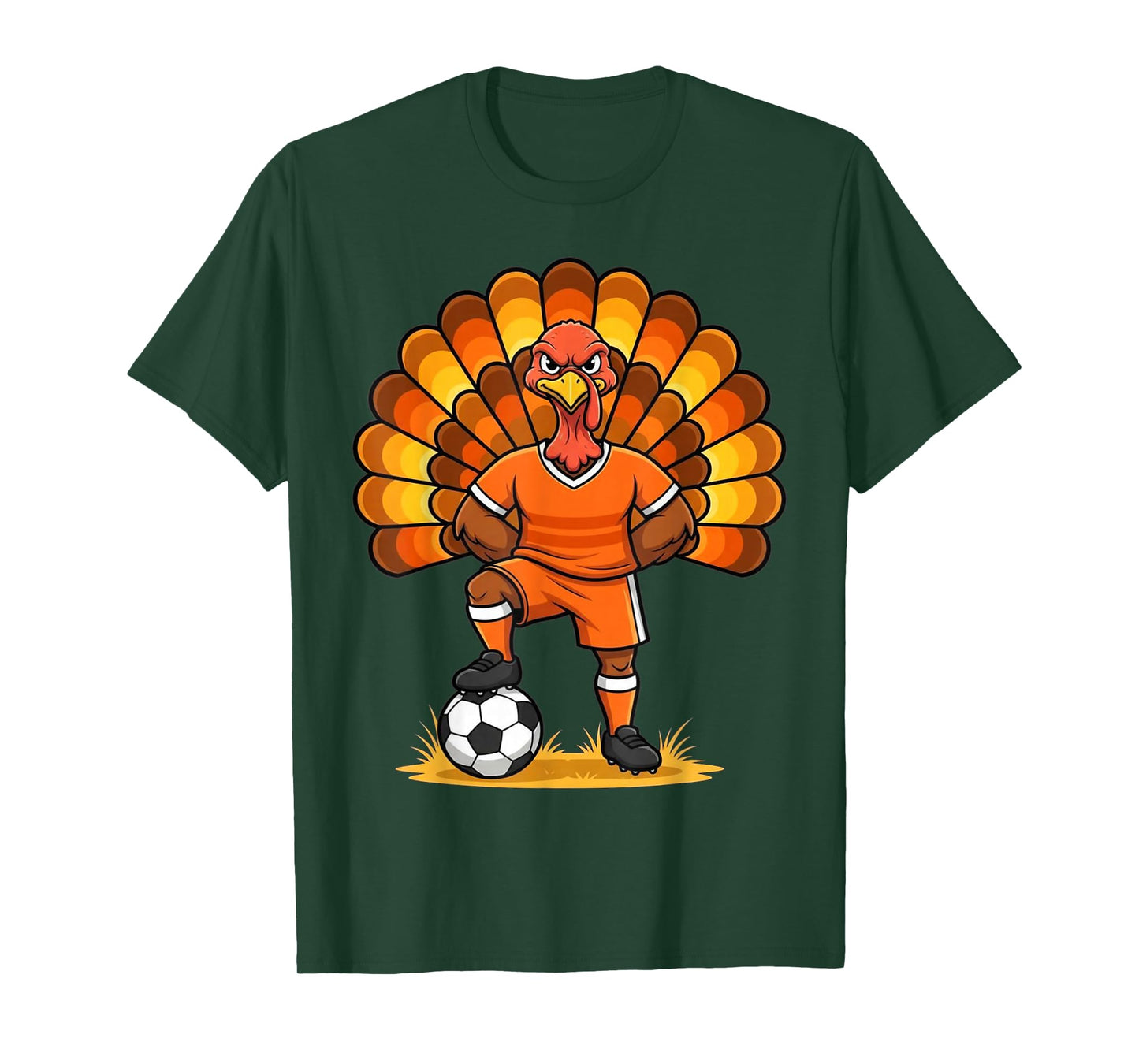 Kids Fall Boys Thanksgiving Soccer Turkey Men Ball Family T-Shirt