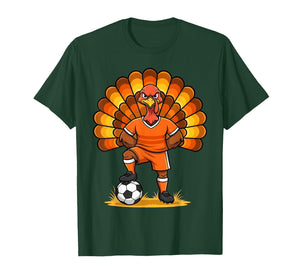 Kids Fall Boys Thanksgiving Soccer Turkey Men Ball Family T-Shirt