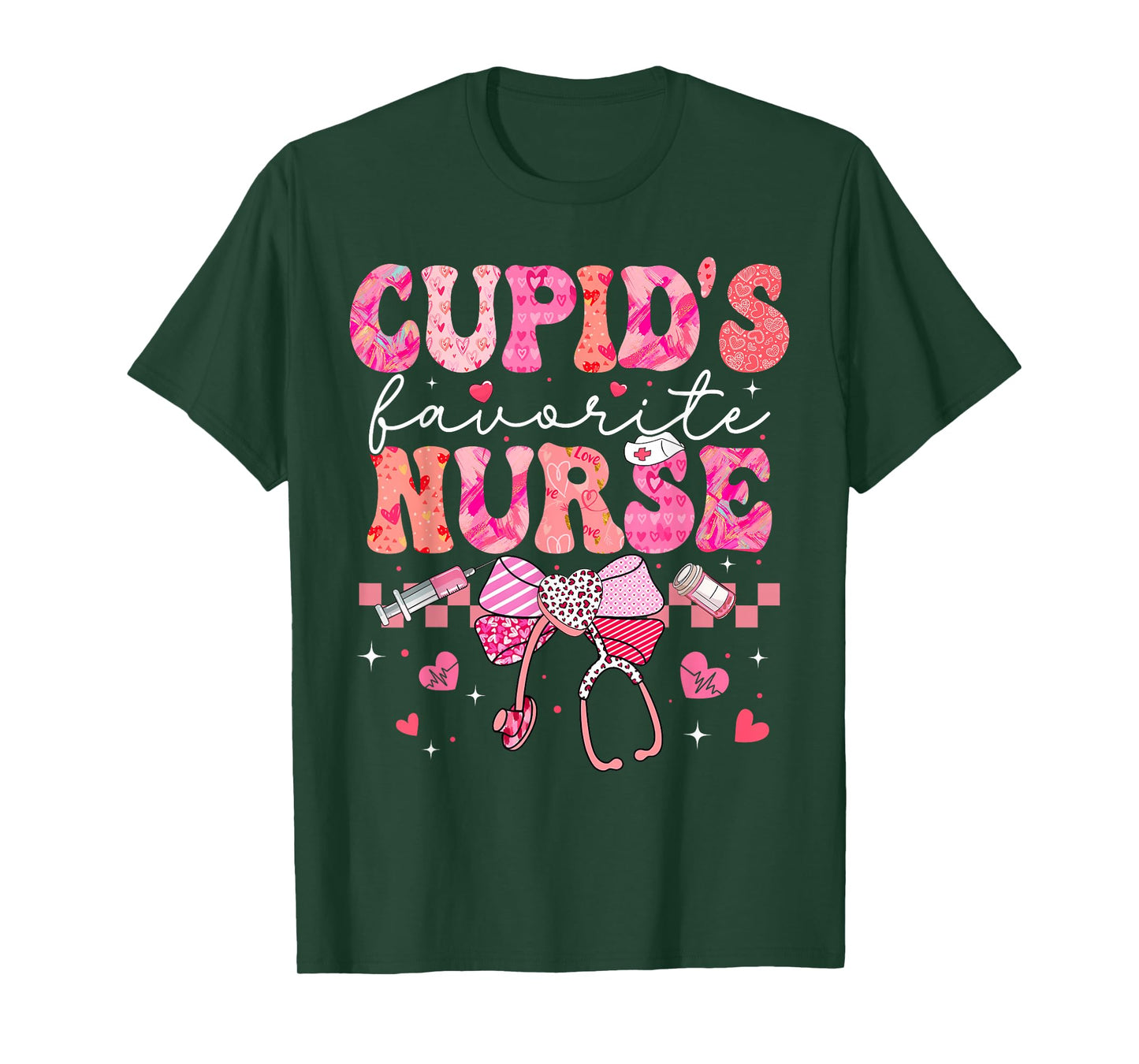 Valentines Day Cupid’s Favorite Nurse Heart Girl Women T-Shirt