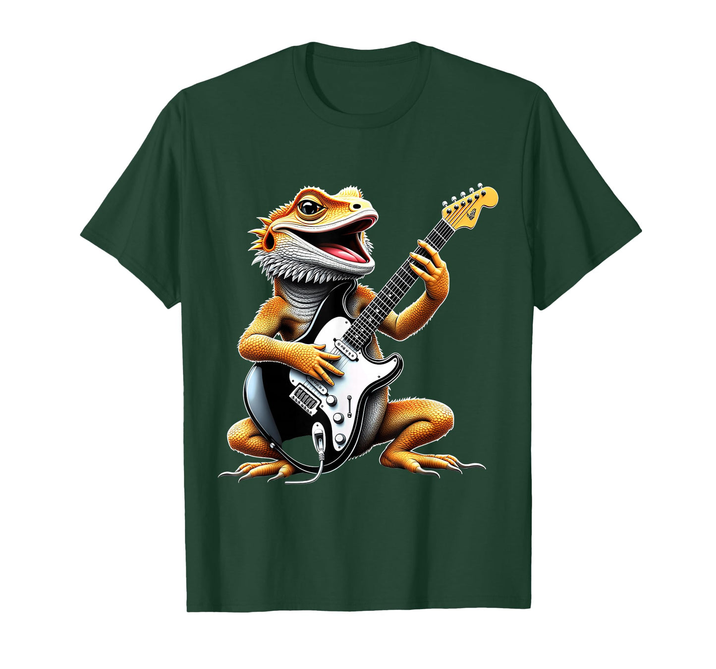 Funny Bearded Dragon Playing Guitar Animal Music Lover T-Shirt