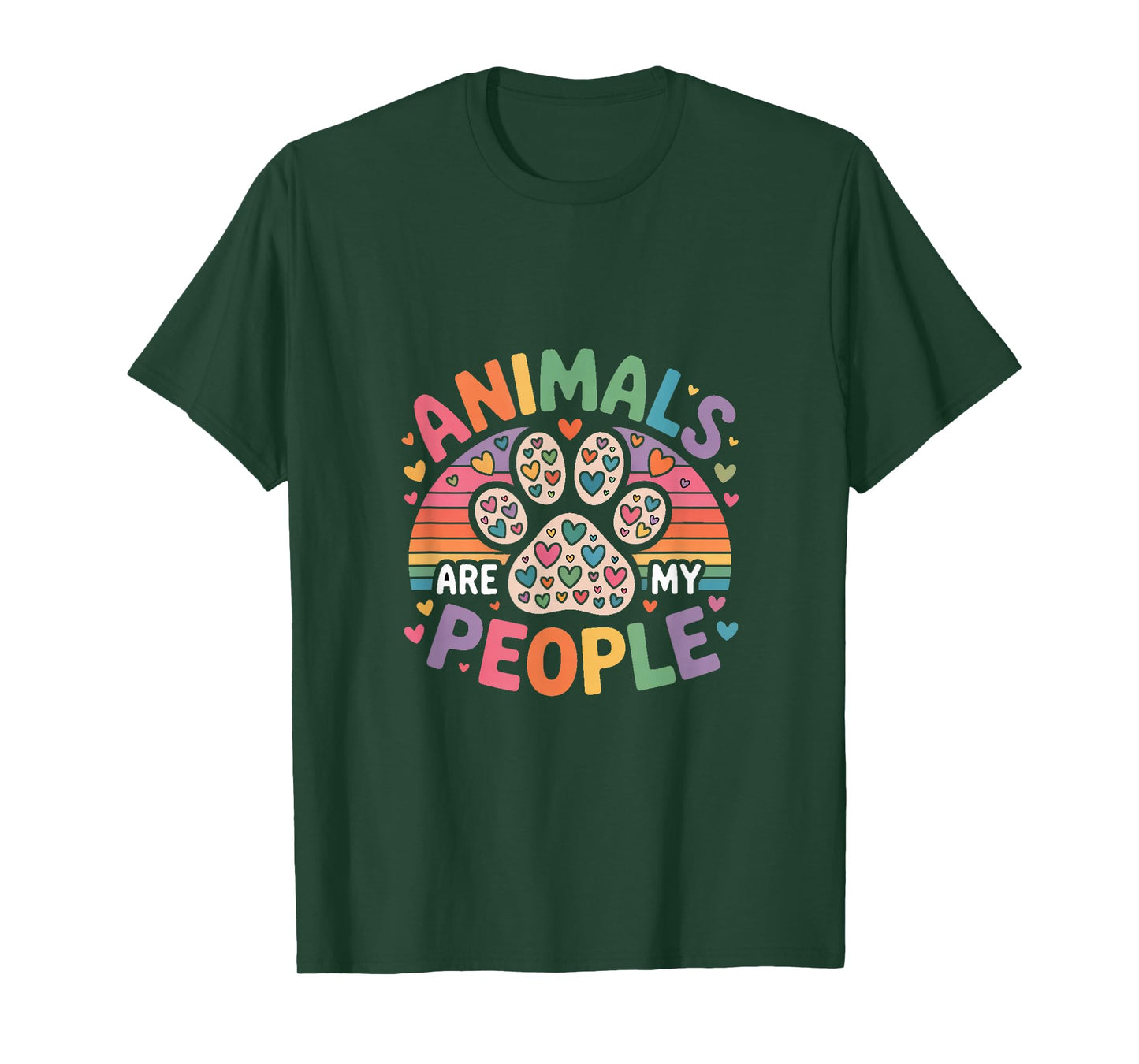 Animals are My People Rainbow Paw Animal Lover T-Shirt