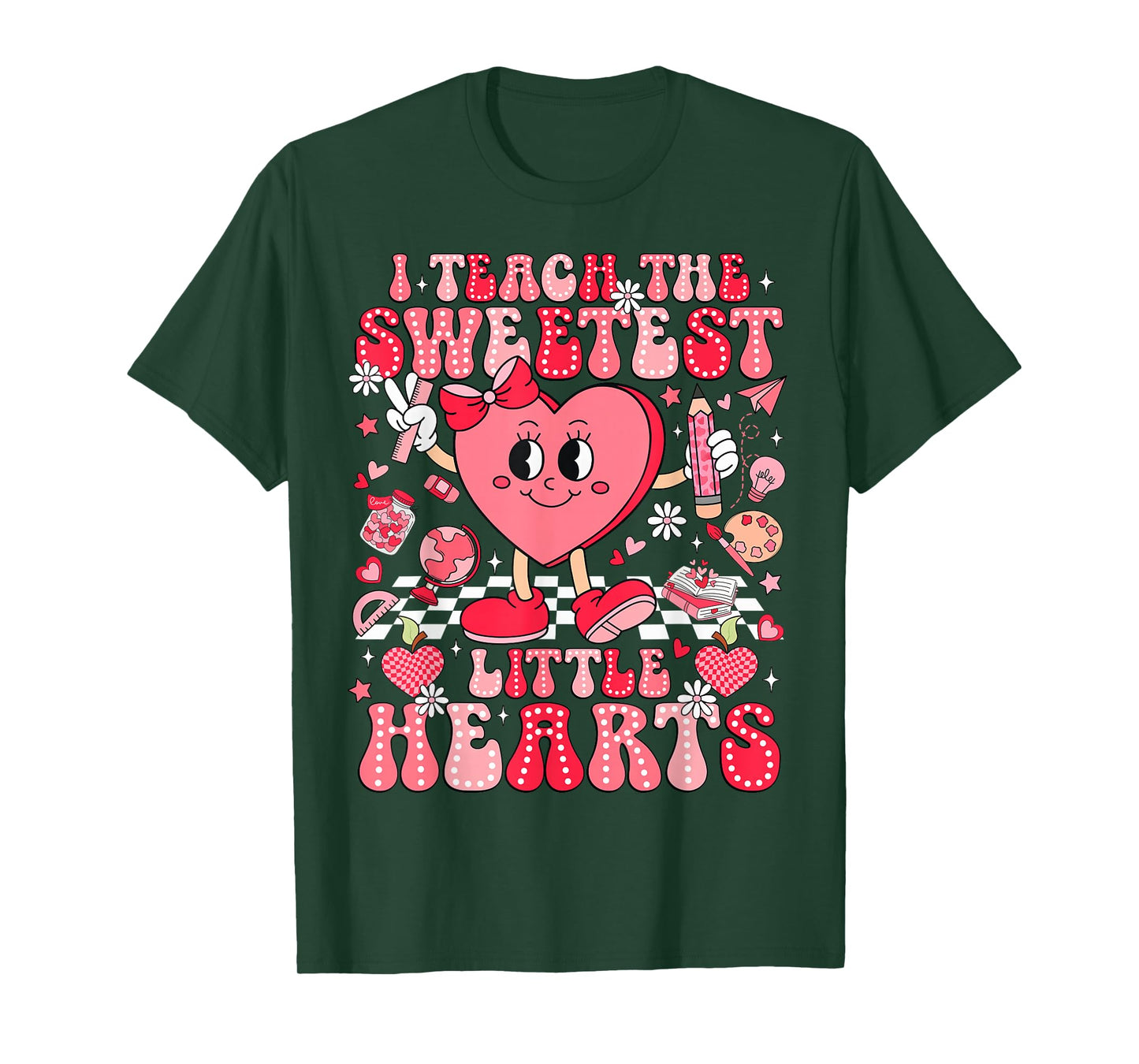 I Teach The Sweetest Little Heart Teacher Valentine Girl Kid T-Shirt