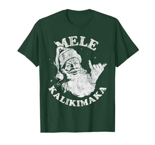 Mele Kalikimaka Retro Hawaii Santa Aloha Christmas T-Shirt