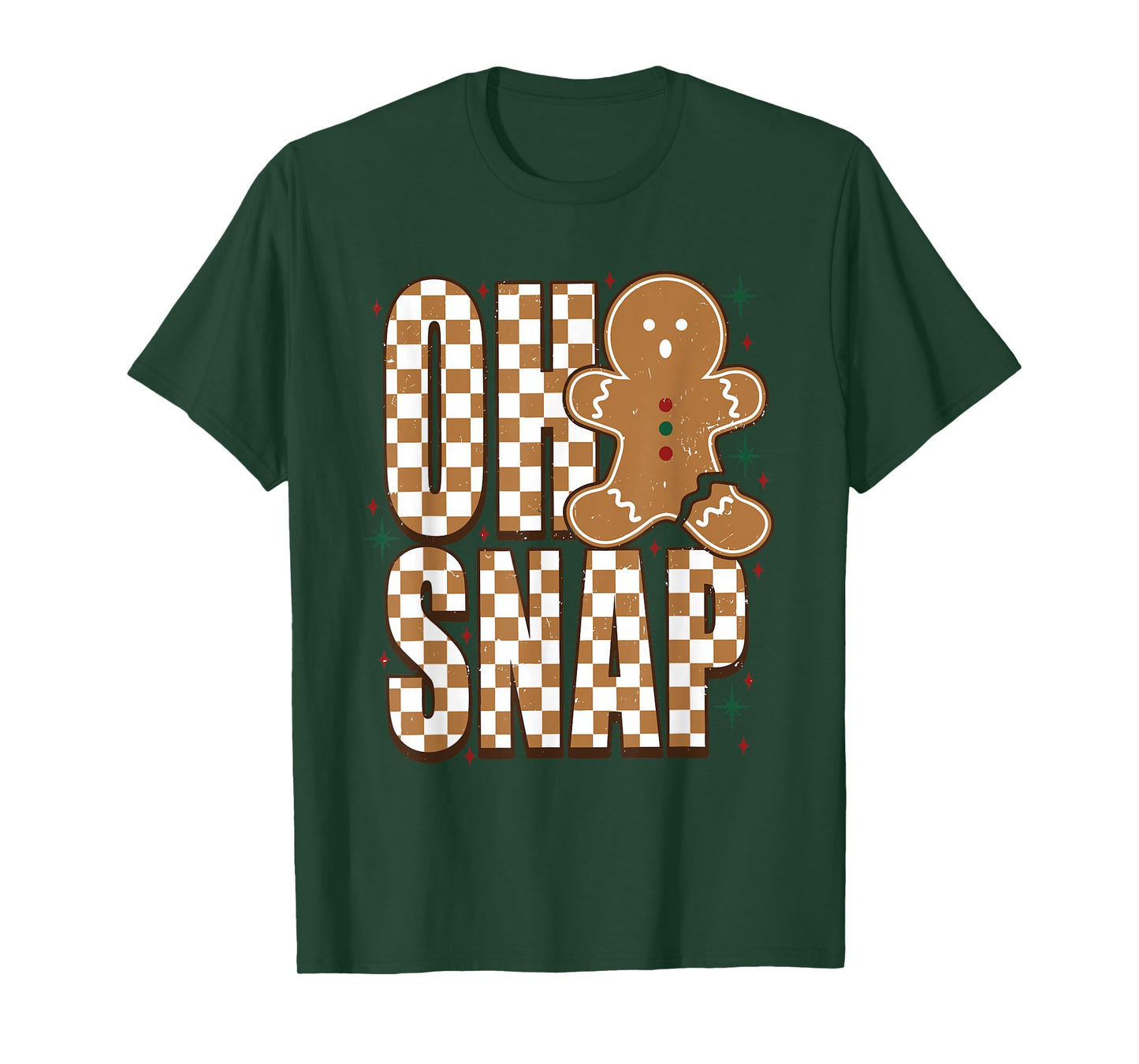 Oh Snap Christmas Checkered Gingerbread Xmas Pajama Outfit T-Shirt