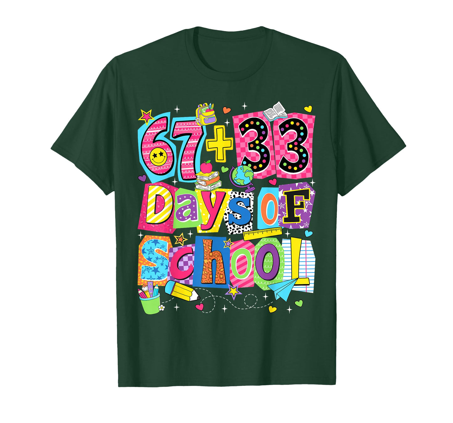 Happy 67 33 Days of School 100 Days of School Boy Girl Kid T-Shirt