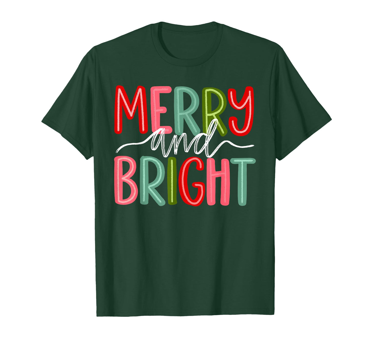 Retro Merry and Bright Christmas Holiday Xmas Family Pajamas T-Shirt