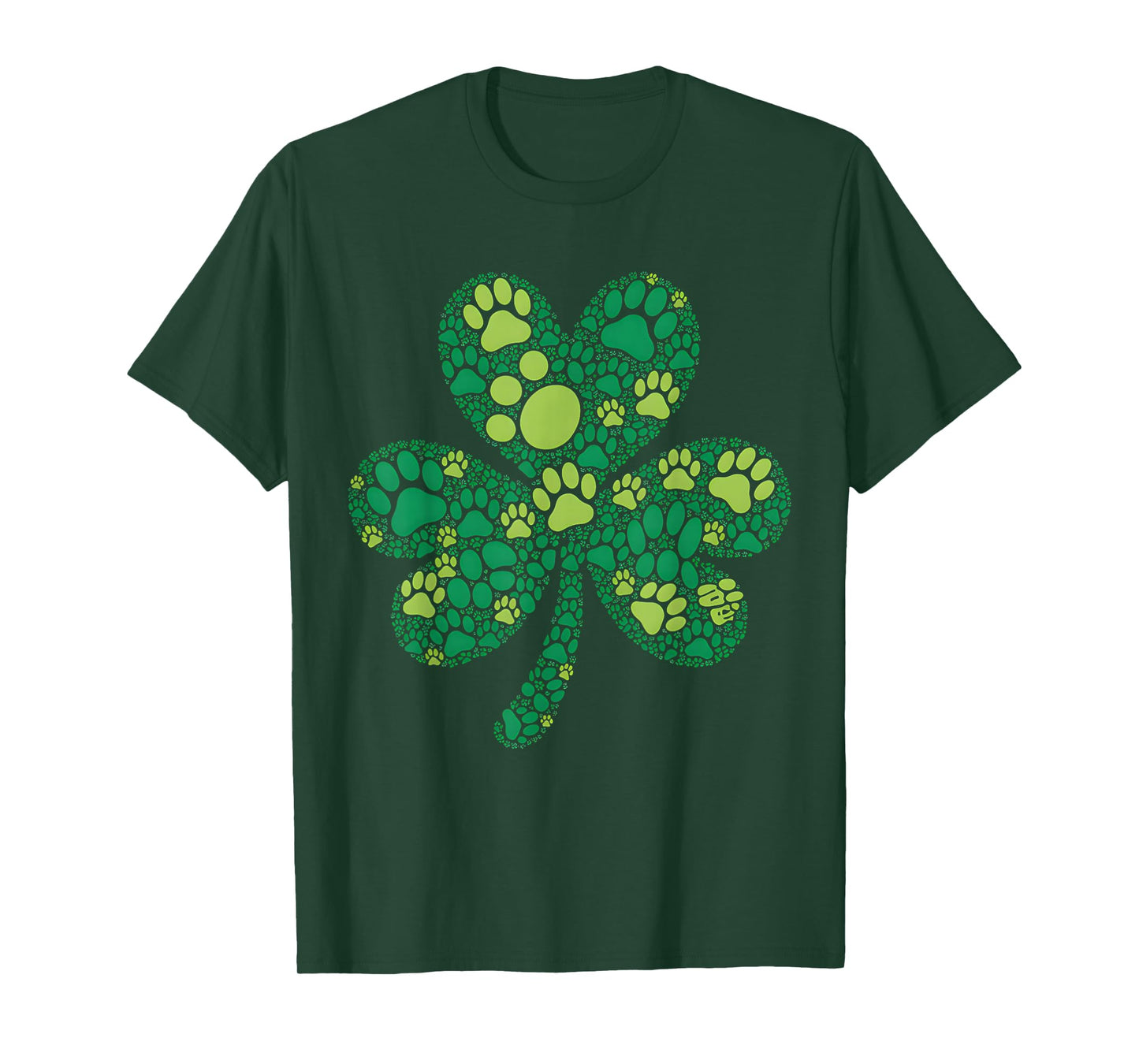 Dog Paw Irish Lucky Green Shamrock Clover St Patrick's Day T-Shirt