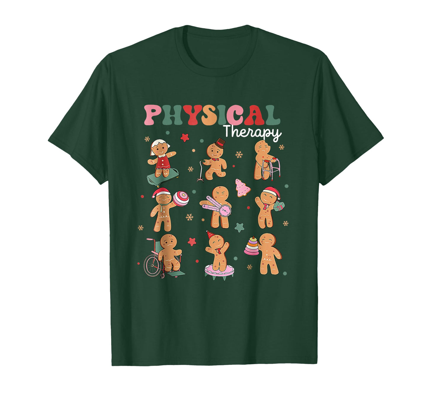 Retro Physical Therapy Gingerbread Christmas PT Funny Xmas T-Shirt