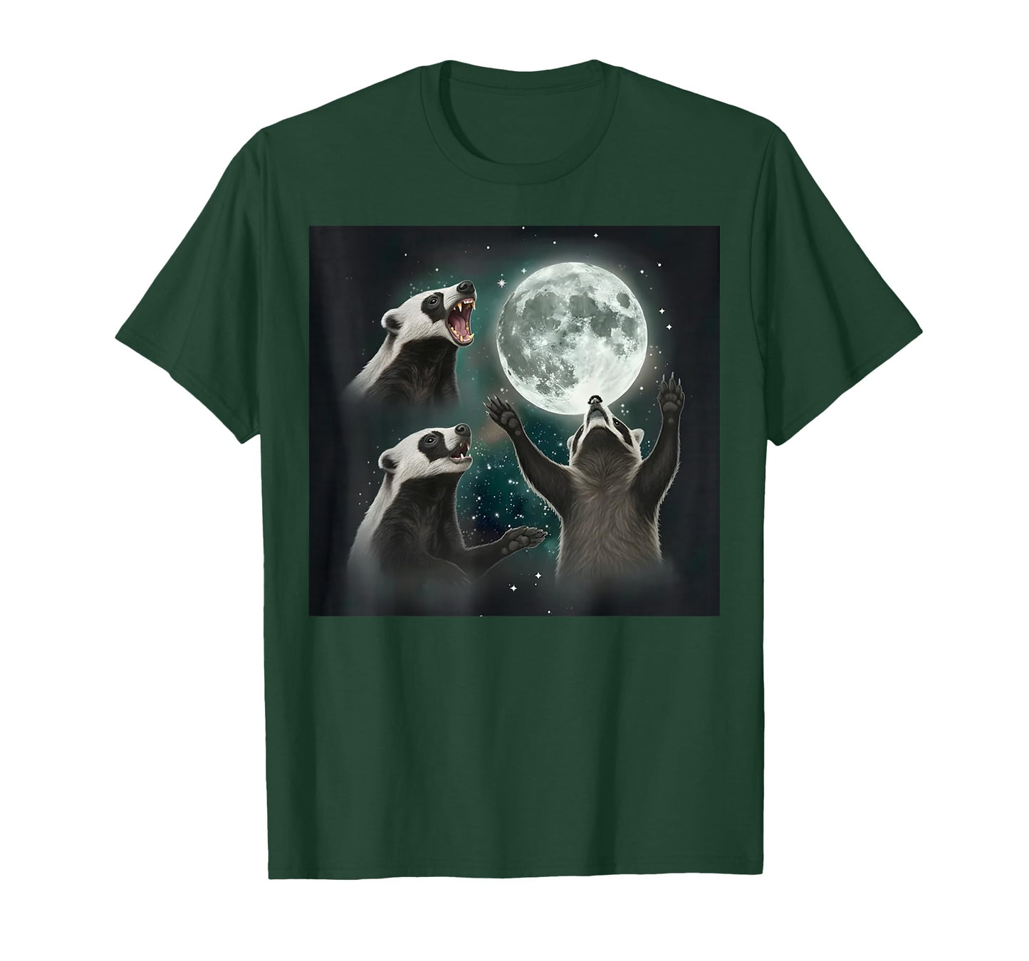 Three Honey Badger Howling at Moon Funny Weird T-Shirt