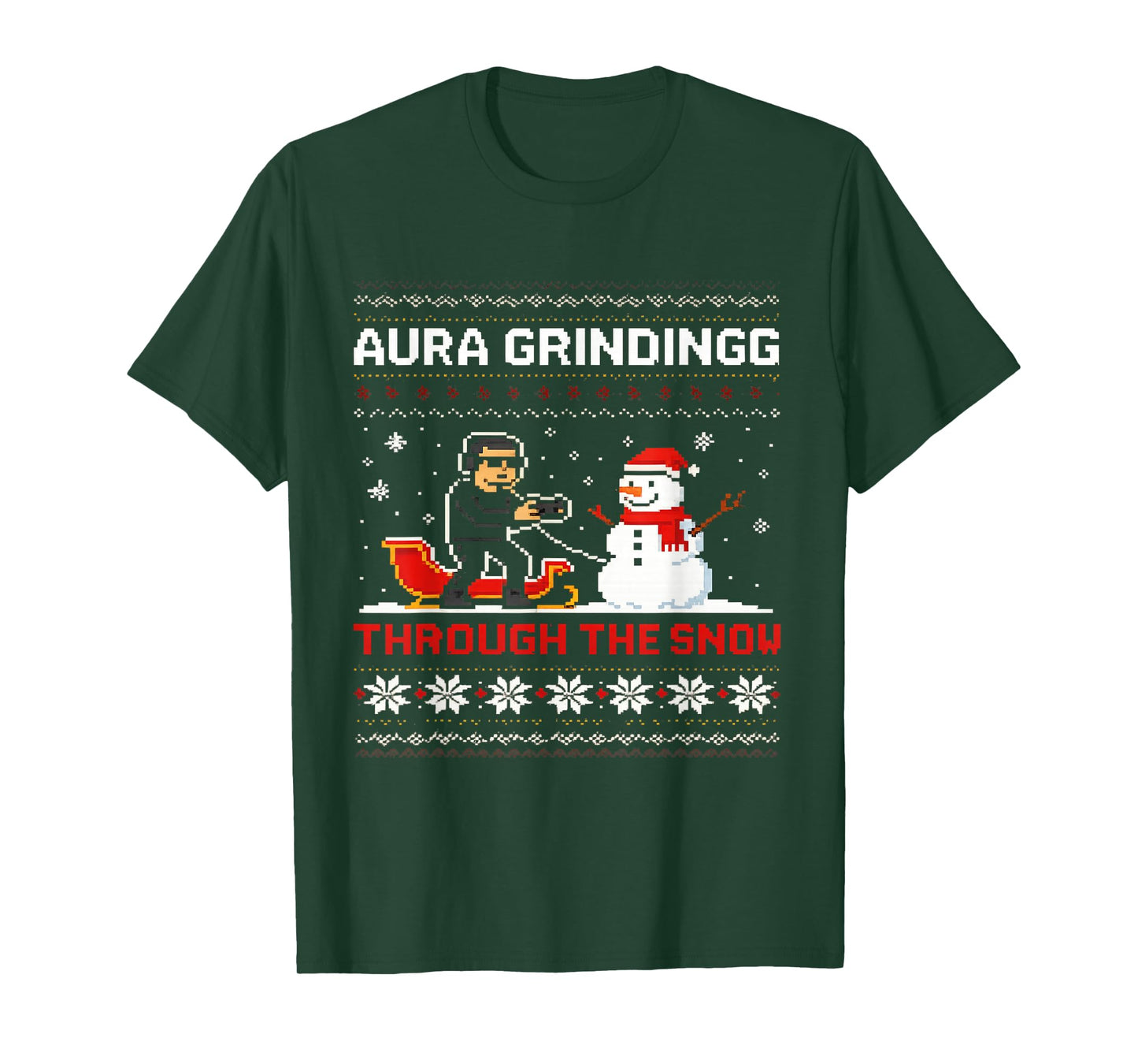 Funny Aura Grinding Christmas Meme Winter Gamer T-Shirt