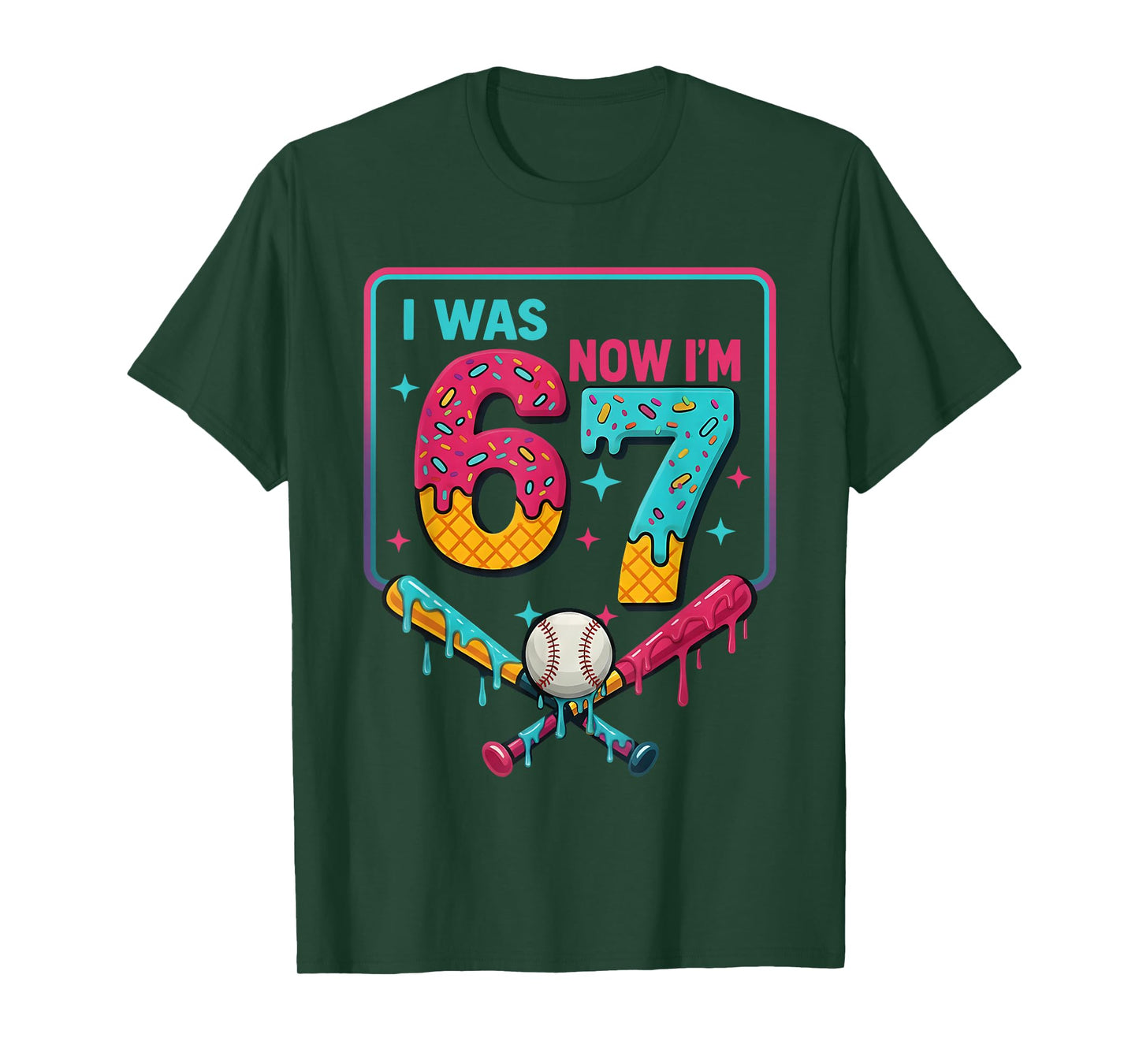 I was 6 Now Im 7 Ice Cream Drip Baseball for Men Women Kids T-Shirt